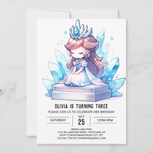 Invitation Princesse Royale numérique Anniversaire (Devant)