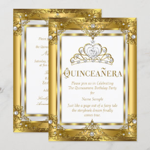 Invitation Princesse Royale Quinceanera 15ème Perle Blanche O