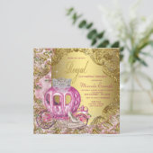 Invitation Princesse Royale Quinceañera Rose et Or (Debout devant)