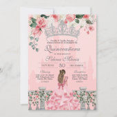 Invitation Princesse royale rose et argent Quinceanera (Devant)