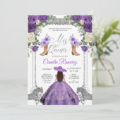 Invitation Princesse Silver Purple Espagnol Girl Sweet 15e (Debout devant)