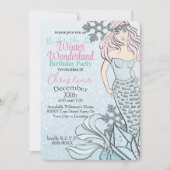 Invitation Princesse Sirène Gelée Thème de Fête d'Hiver (Devant)