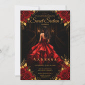 Invitation Princesse Sweet 16 Rouge Or (Devant)