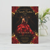 Invitation Princesse Sweet 16 Rouge Or (Debout devant)
