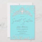 Invitation Princesse tiara argent parties scintillant marine  (Devant)