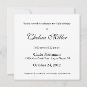 Invitation Princesse Tiara Birthday Girl (bleu) (Dos)