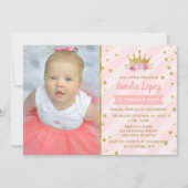 Invitation Princesse Tiara Fille fête d'anniversaire (Devant)