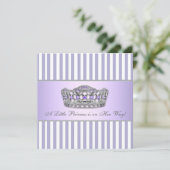 Invitation Princesse Tiara Lavender Purple Baby Girl Douche (Debout devant)