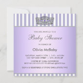 Invitation Princesse Tiara Lavender Purple Baby Girl Douche (Dos)