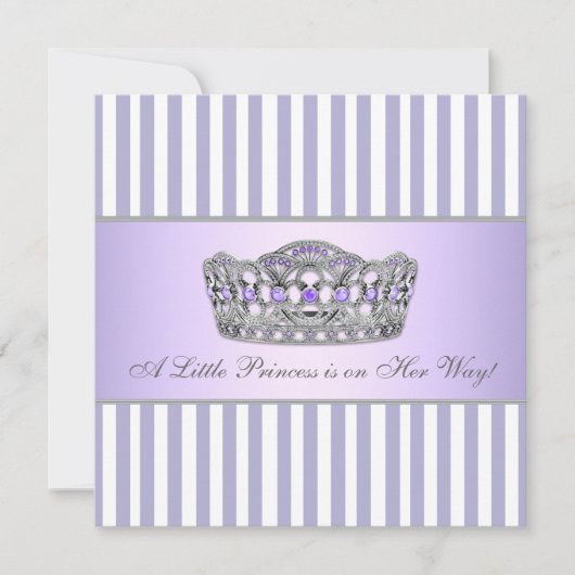 Invitation Princesse Tiara Lavender Purple Baby Girl Douche (Devant)