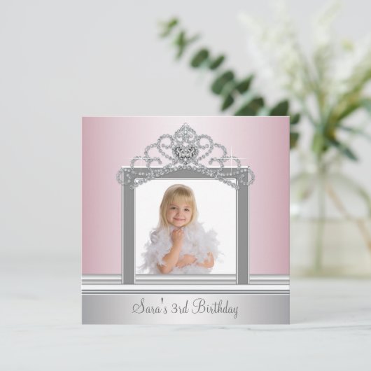 Invitation Princesse Tiara Photo Princesse Anniversaire (Debout devant)