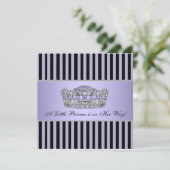 Invitation Princesse Tiara Purple Black Baby Girl Douche (Debout devant)