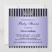 Invitation Princesse Tiara Purple Black Baby Girl Douche (Dos)