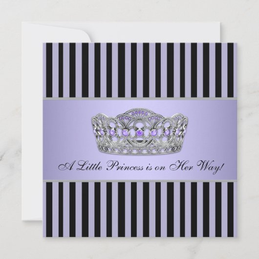 Invitation Princesse Tiara Purple Black Baby Girl Douche (Devant)