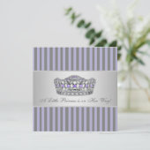 Invitation Princesse Tiara Purple Grey Baby Girl Douche (Debout devant)