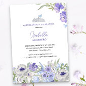 Invitation Princesse Tiara Purple Peri Floral Quinceanera