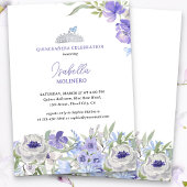Invitation Princesse Tiara Purple Peri Floral Quinceanera