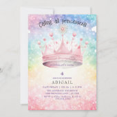 Invitation Princesse Tiara Rose Colorful Fête d'anniversaire (Devant)