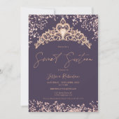 Invitation Princesse tiara rose or parties scintillant photo (Devant)