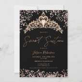 Invitation Princesse tiara rose or parties scintillant photo  (Devant)