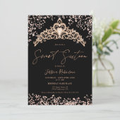 Invitation Princesse tiara rose or parties scintillant photo  (Debout devant)