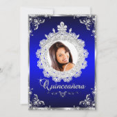 Invitation Princesse Tiara Royal Blue Sparkle Quinceanera (Devant)