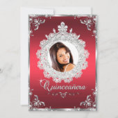 Invitation Princesse Tiara Ruby Red Sparkle Quinceanera (Devant)