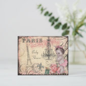 Invitation Princesse Tour Eiffel et baby shower de lustre (Debout devant)