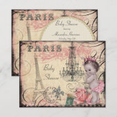 Invitation Princesse Tour Eiffel et baby shower de lustre (Devant / Derrière)