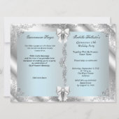 Invitation Princesse Turquoise Bleue Quinceanera Silver Photo (Dos)