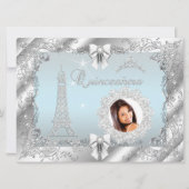 Invitation Princesse Turquoise Bleue Quinceanera Silver Photo (Devant)