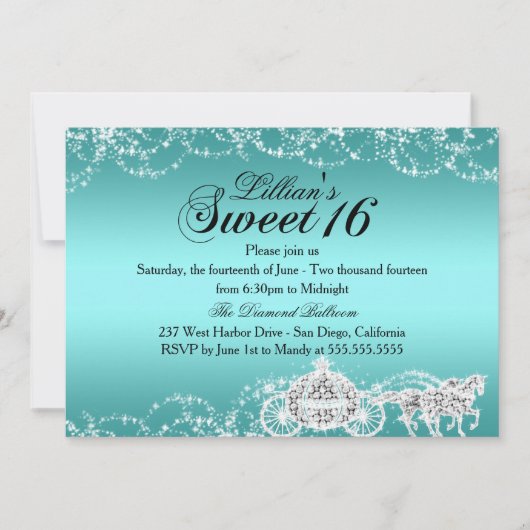 Invitation Princesse Turquoise Cheval & Carrosse S (Devant)