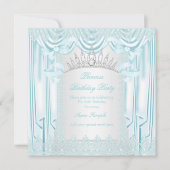 Invitation Princesse Turquoise Lace Tiara White Anniversaire  (Devant)