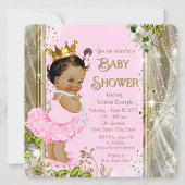 Invitation Princesse Tutu Baby shower d'or rose
