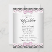 Invitation Princesse Tutu Baby shower rose et gris (Dos)