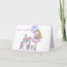 Princesse Unicorn Moderne fille aquarelle Annivers