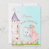 Invitation Princesse Unicorn rose Bleu Bébé fille Douche Invi (Dos)