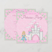 Invitation Princesse, Unicorne et Castle Pink Princess Party (Devant / Derrière)