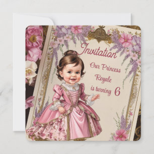 Invitation Princesse victorienne Vintage personnalisée 6e ann