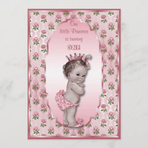 Invitation Princesse vintage Bébée fille et roses roses roses