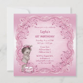 Invitation Princesse Vintage rose 1er anniversaire (Dos)
