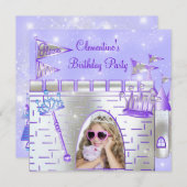 Invitation Princesse violette fête d'anniversaire (Devant / Derrière)