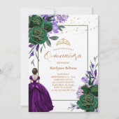 Invitation Princesse violette Floral Quinceañera (Devant)