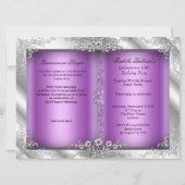 Invitation Princesse violette Quinceanera Silver Photo BIG (Dos)