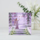 Invitation Princesse violette Rose rouge Sweet 16 Party (Debout devant)