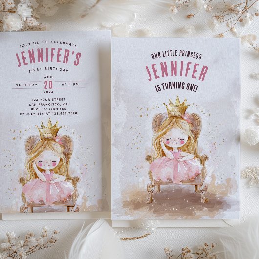 Invitation Princesse Whimsical Premier anniversaire