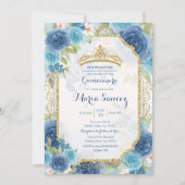 Invitation Princesse White Roses Mexicaine Mis Quince Invitat (Devant)