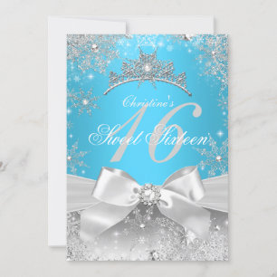 Invitation Princesse Winter Wonderland Blue Sweet 16