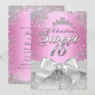 Invitation Princesse Wonderland d'Hiver Rose pour