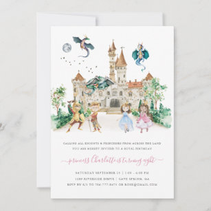 Invitation Princesses, Chevaliers et Dragons Fairy Tale Anniv
